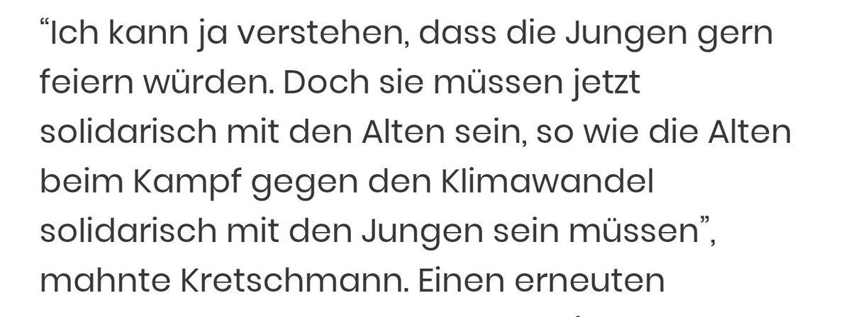 Dass die heilige Pflicht, unseren Kindern eine intakte Natur zu hinterlassen, einmal von einem <a href="/Die_Gruenen/">BÜNDNIS 90/DIE GRÜNEN</a> als großzügiger Akt der Solidarität bezeichnet wird, FÜR DIE MAN EINE GEGENLEISTUNG VERLANGEN KANN, macht mich fassungslos #wasistlosKretschmann?