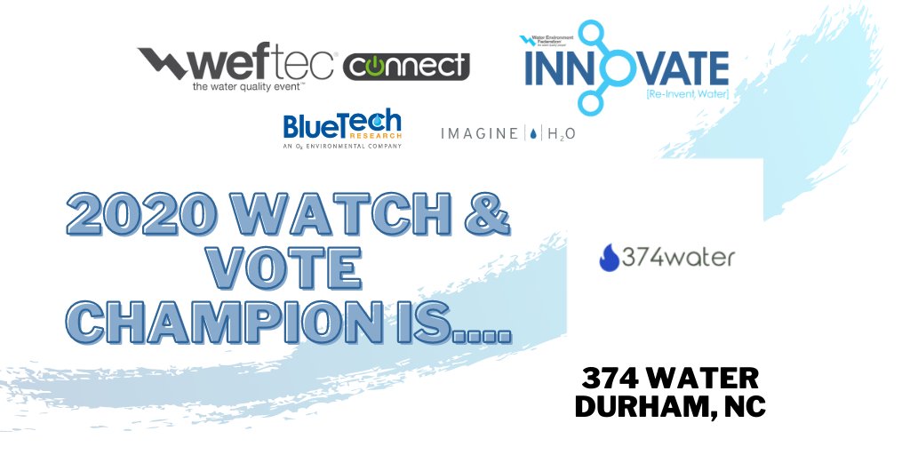 And the WINNER is....@374Water 🏆🎉! A big thank you to everyone that voted during #WEFTEC and to all 18 companies who exhibited in this year's Innovation Pavilion!