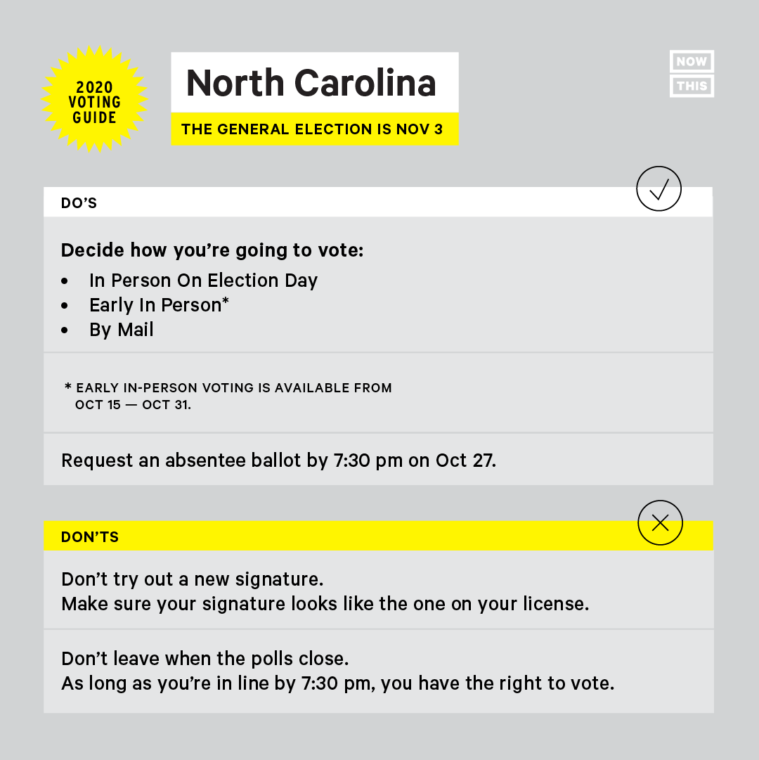 nowthisimpact's tweet photo. The do's and don'ts of voting in North Carolina: https://t.co/6NM2NCoTWX