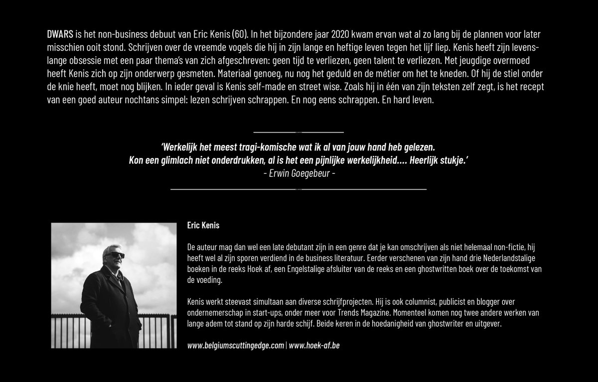 In mijn tijdens de eerste lockdown afgewerkte boek Dwars heb ik het over vreemde vogels, (morsen met) talent, moordenaars en zelfmoordenaars uit mijn verre en nabije omgeving en hoe dat binnenkwam. PM als je interesse hebt.