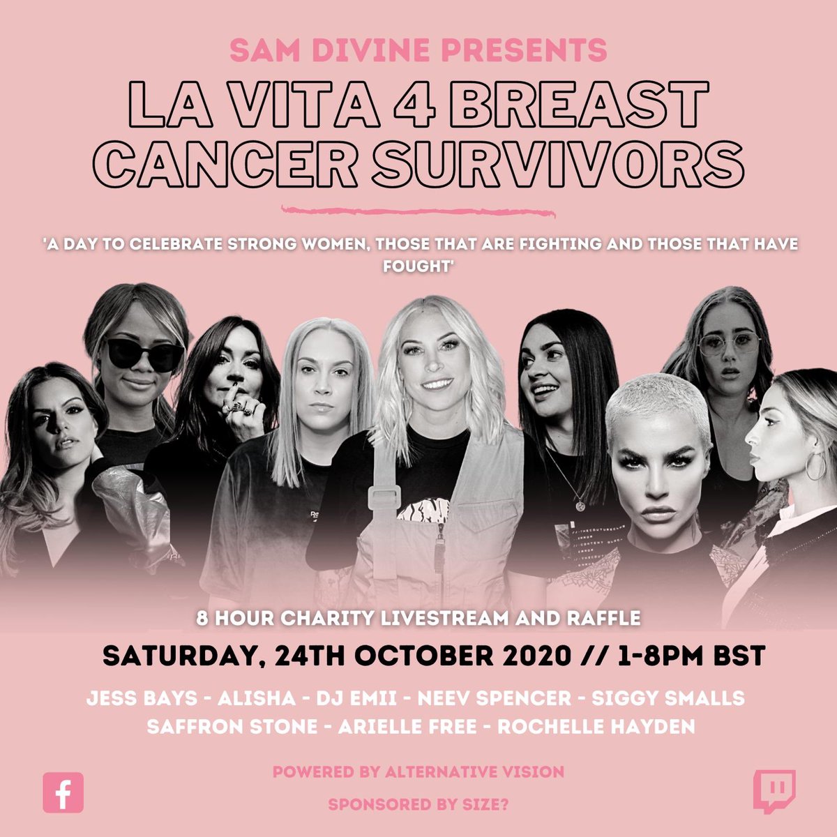 samdivine's tweet image. Here come the girls 💅🏻💅🏻💅🏻 I’m SO proud to be hosting a La Vita charity live stream on Saturday 24th October 1-8pm in aid of Breast Cancer Survivors 🎀 More info on my Instagram 🤍