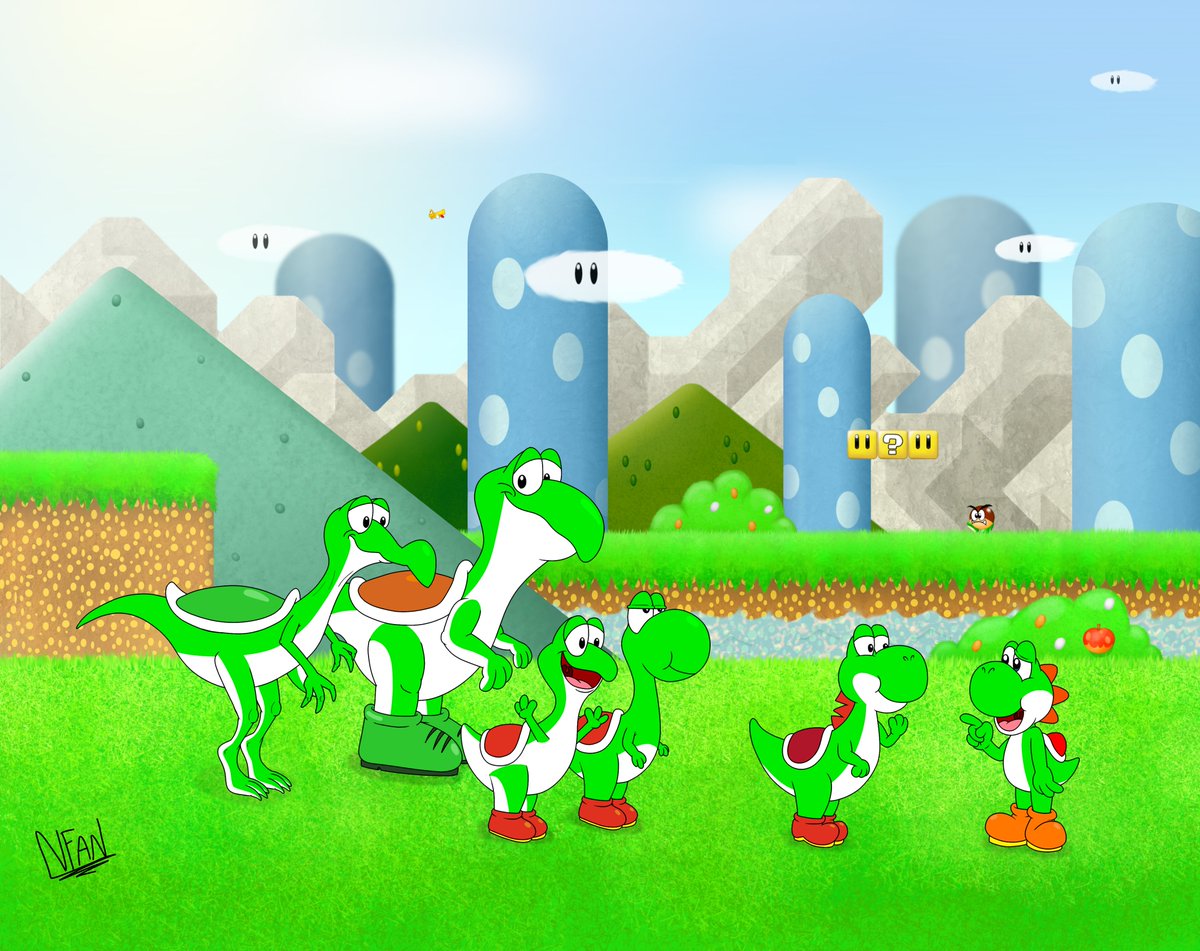 ⭐️ "A Yoshi Reunion" ⭐️ Looks like Modern Yoshi and Super Mario World ...