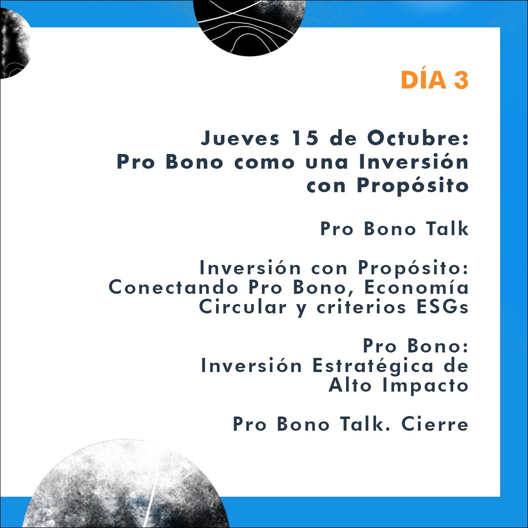 Ya comenzamos la 2da edición de #LatamProBonoSummit 💪

Conoce nuestra agenda
📅Martes 13 de octubre: 
“Agentes de Cambio Pro Bono con Impacto Social”
“Pro Bono: más allá de la consultoría corporativa”.

Inscríbete en bit.ly/3735G6K 👈 #WeLoveProBono <a href="/latamprobono/">Latam ProBono</a>