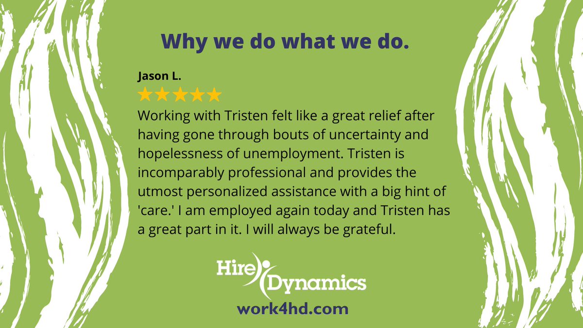 HireDynamics's tweet photo. This. This is why we do what we do. Make a difference in people's lives. Thankful Jason shared his story. #work4hd https://t.co/s3HWPekzAd