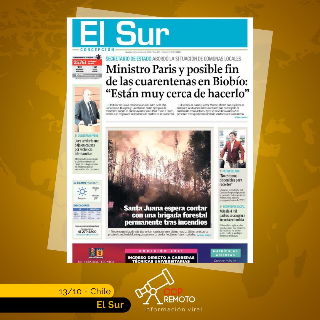 CcpRemoto's tweet photo. Te invitamos a revisar algunas de las portadas del mundo de este martes 13 de octubre. #SomosGiro #Prensa #GiroAlDía https://t.co/sVyrW9DD4P