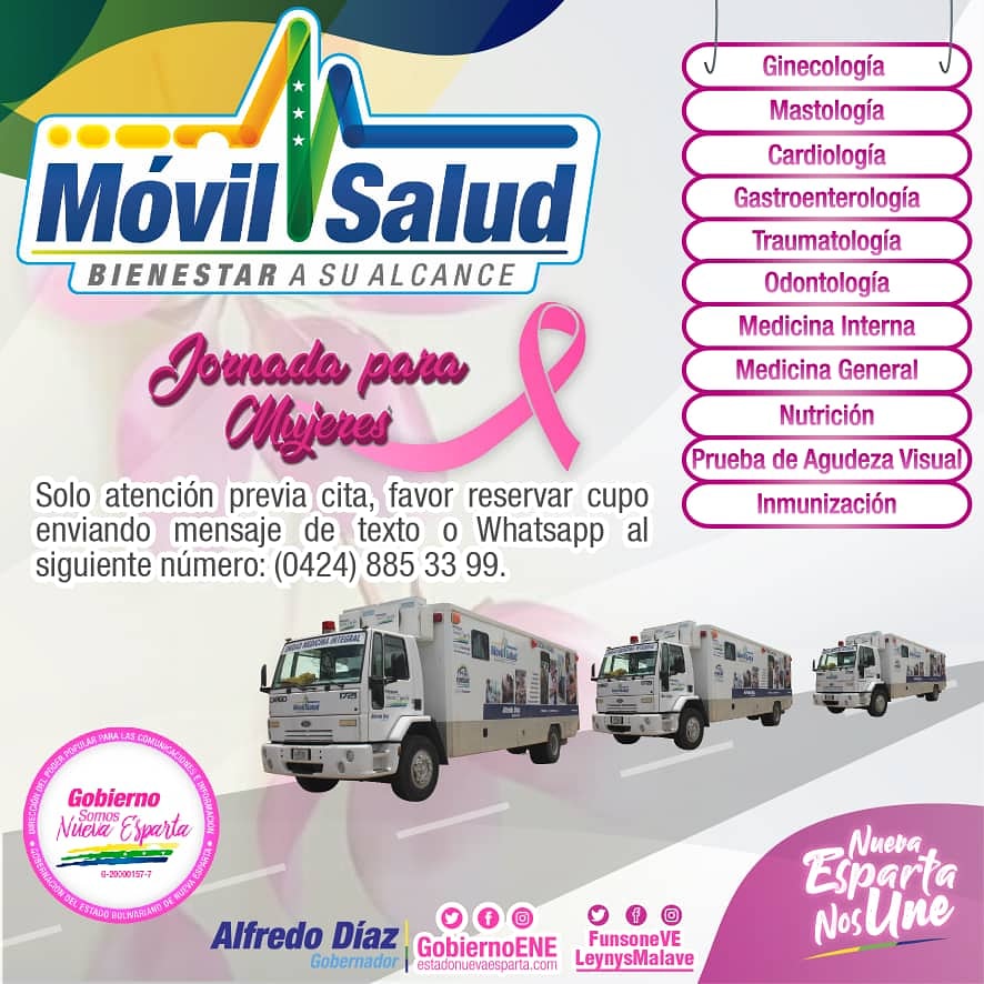 funsoneVe's tweet photo. 🌺JORNADA DE SALUD PARA ELLAS🌺
La atención será PREVIA CITA, para reservar su cupo comunicarse, vía WhatsApp o mensaje de texto: (0424) 885 3399.  Para optar a consultas en cardiología, gastroenterología y traumatología, deben ser remitidas por un médico general o internista. https://t.co/NT4N7nTzGC