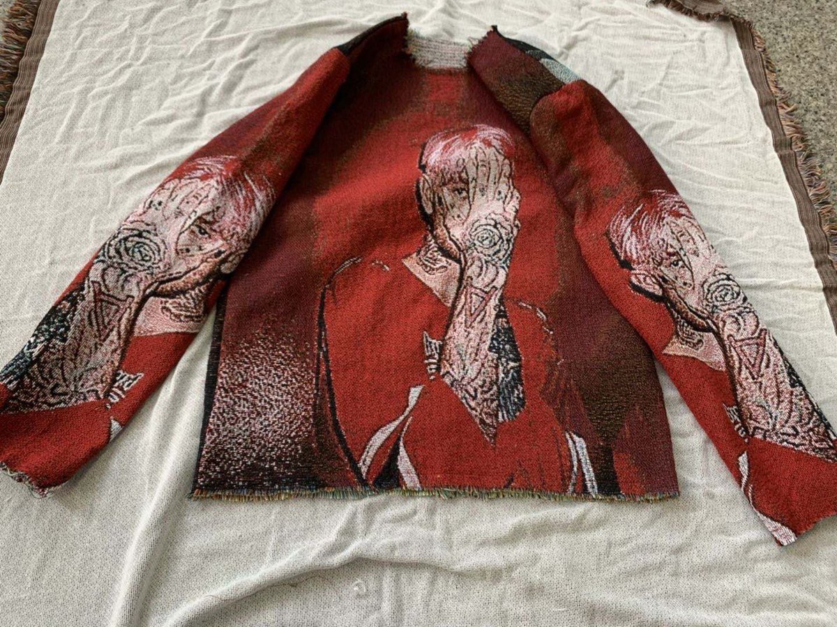 lilkxnye's tweet photo. Hellboy Tapestry Sweater https://t.co/QE5YHVlG3d