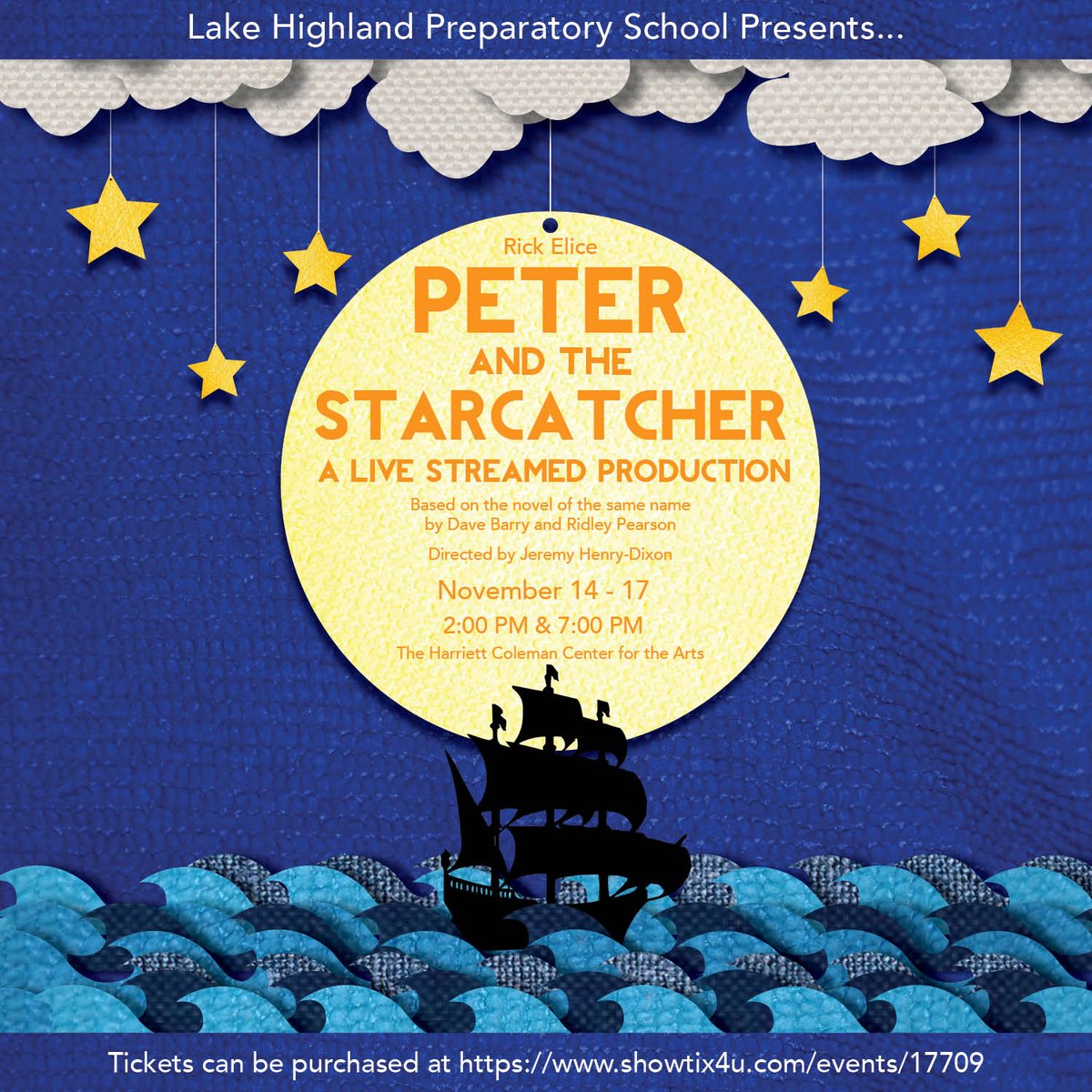 Lake Highland's Upper School Theatre presents "Peter and the Starcatcher."  The live stream performances take place on November 14 - 17 with two outstanding casts. Tickets are on sale now at ow.ly/qTWk50BRkjz  #lhpsnews #lhpsalumni #artseducation #theatre #theatrelife
