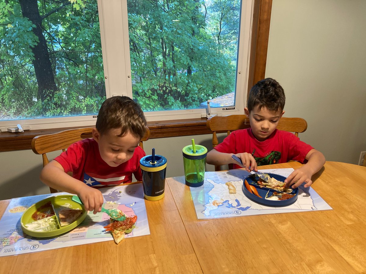 brittyinpink's tweet photo. Watching my boys pretend to be chefs on @TestKitchen as they eat lunch brings me all kinds of joy. It also has them trying things they typically wouldn’t. Win-win. https://t.co/WrnhW8gbFU