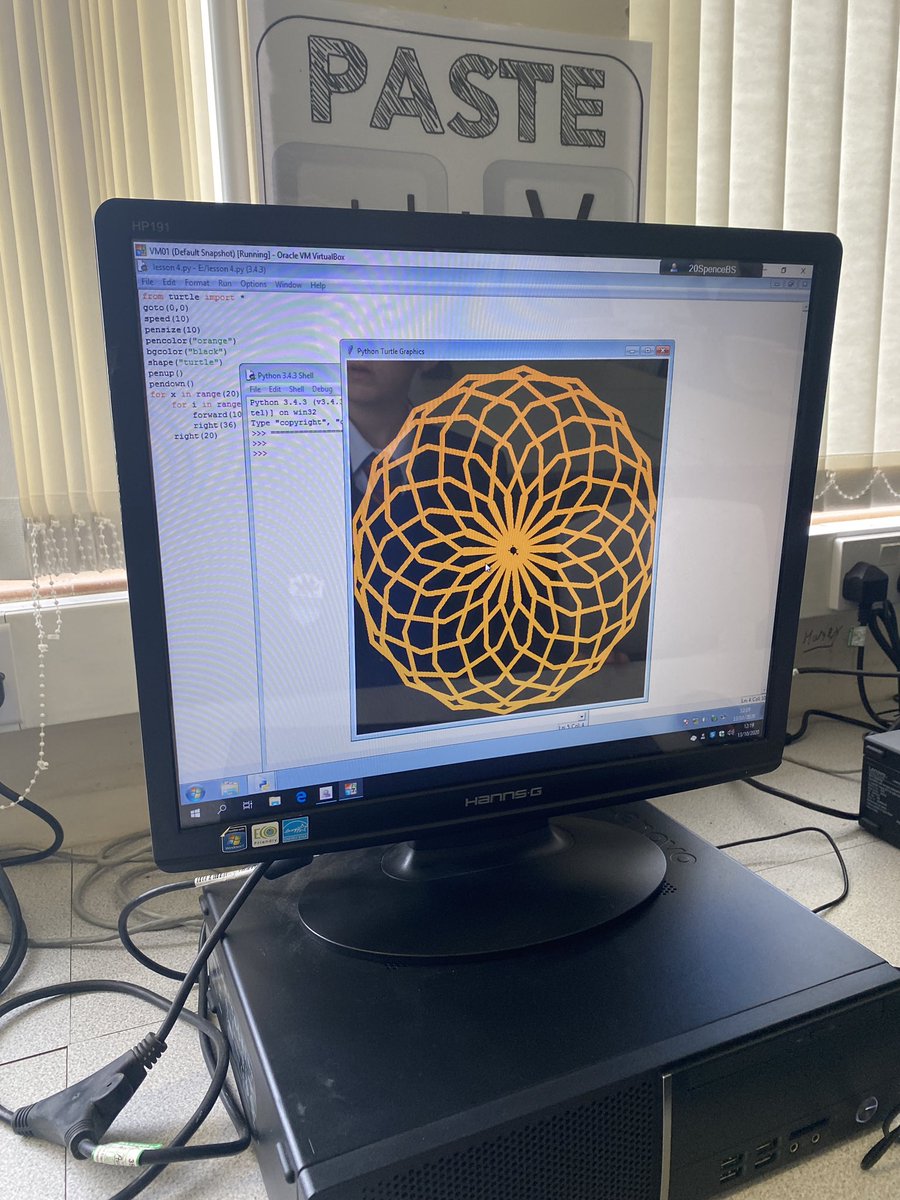 misscsutton's tweet image. Excellent work from @Whitmorehigh7 today. We have been learning to program using Python and about loops today. They have created a decagon with a loop within a loop. Da iawn year 7!