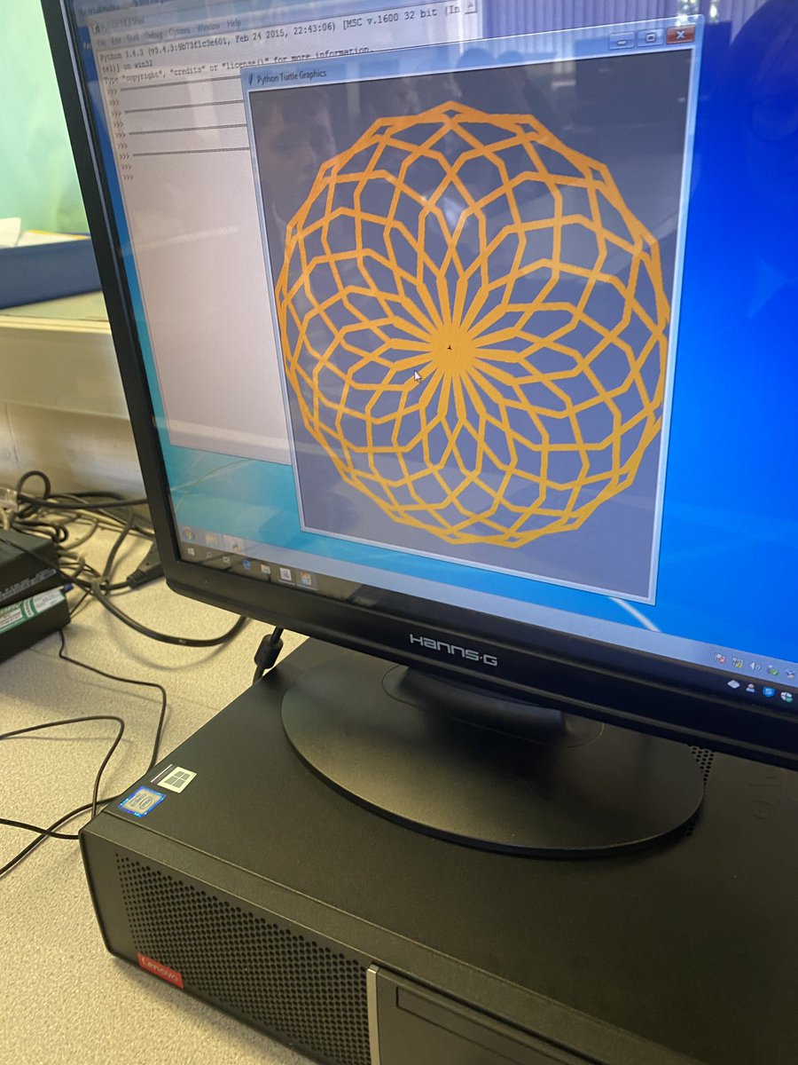 misscsutton's tweet image. Excellent work from @Whitmorehigh7 today. We have been learning to program using Python and about loops today. They have created a decagon with a loop within a loop. Da iawn year 7!