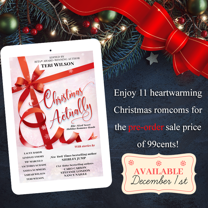 TUESDAY TEASER 
“Whoops,” she said before laughing, her arms going quickly around his neck as he cradled her.
“Christmas music makes you clumsy, huh?” he asked.

Christmas in Sweetland part of the #ChristmasActually anthology, now available for pre-order! cutt.ly/iga2BS0