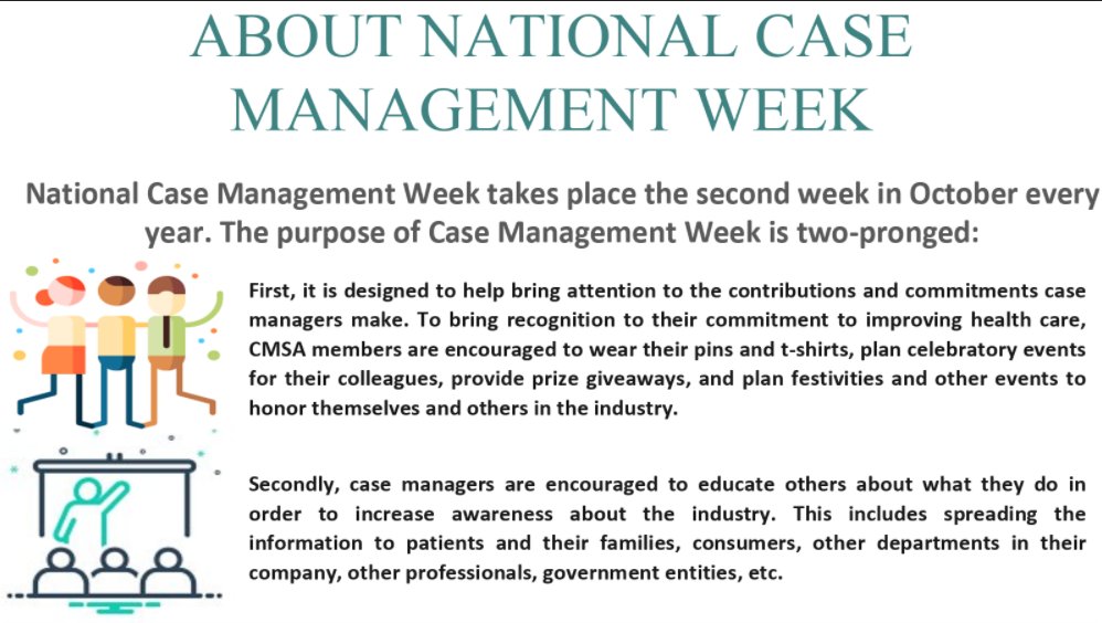 DebbKellerTCS's tweet photo. What is #CMSACMWeek2020 and why do we celebrate it? Why, because #CaseManagers are extraordinary of course! If you don't know what #CaseManagement is or why it's so important, do a little research. And case managers, toot your own horns a little...you deserve it! @CMSANational https://t.co/bVNYOpuciH