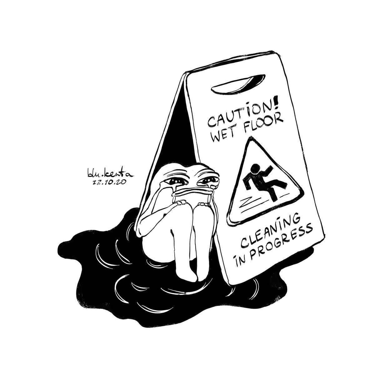 BluKenta's tweet photo. [12] Slippery

#inktober #inktober2020 #inktoberday12 #pepe #feelsbadman #sadge https://t.co/L4rUrADy2E