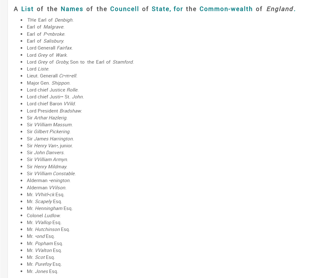 BunyanSociety's tweet photo. After the trial of Charles I, Harrison was nominated to the council of state when it was first constituted in January 1649, though (as this list below shows) he was not actually elected to it until 10 February 1651. The council contained numerous fellow #regicides. https://t.co/khBmr0G6ME