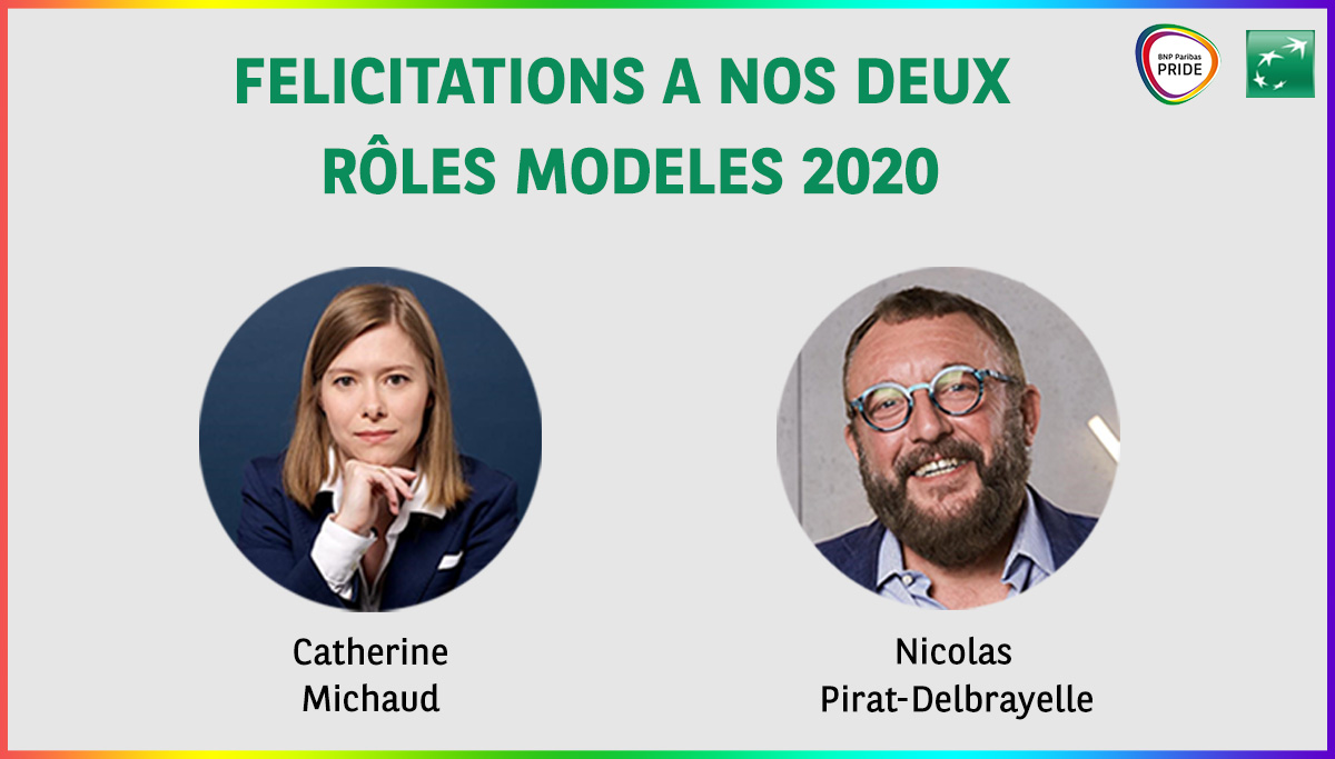 PRIDEBNPP's tweet photo. Le suspense est terminé !! Bravo à @cath_michaud75 et @NicoDelbra, nos deux rôles modèles @BNPParibas pour cette 2e édition des #RolesModèles de l'@AutreCercle 👏🥳 https://t.co/2a7PlVxleu