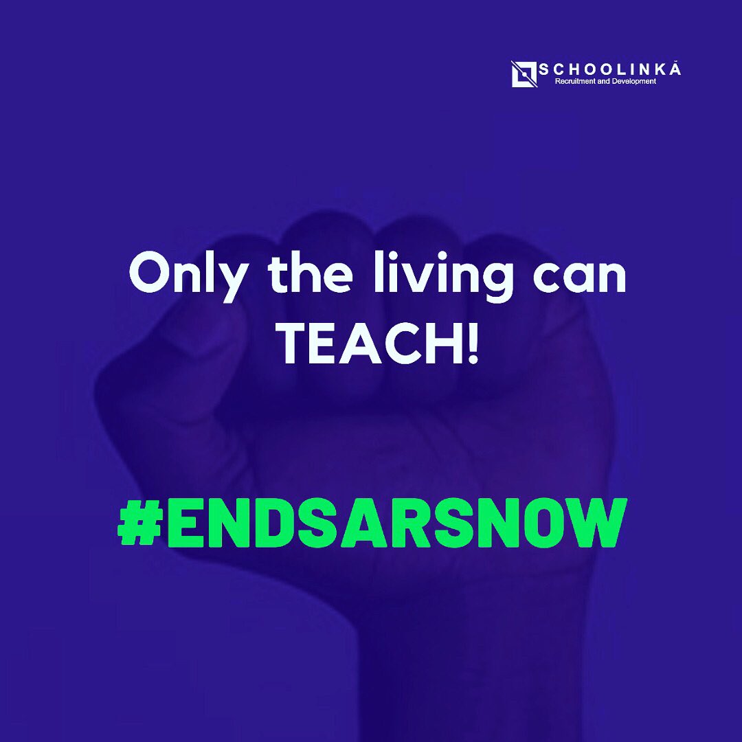 Dear Teachers,

At this time when the nation is demanding for an end to a grave injustice, we will like to remind you that ‘ONLY THE LIVING CAN TEACH’. As we protest, let’s ensure that we do it peacefully and carefully!

#SARSMUSTENDNOW