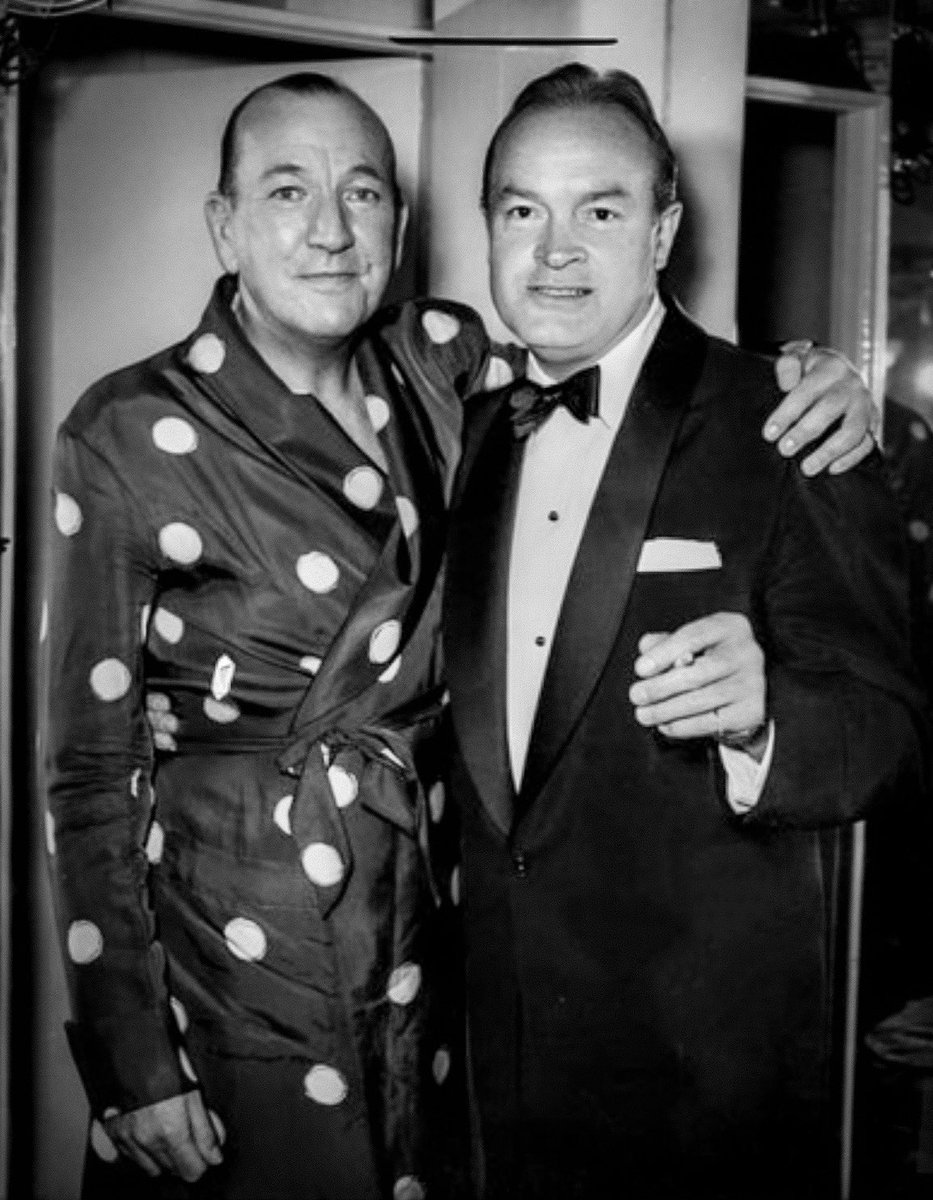 Noël Coward and Bob Hope, backstage at the Café de Paris in London, 1954