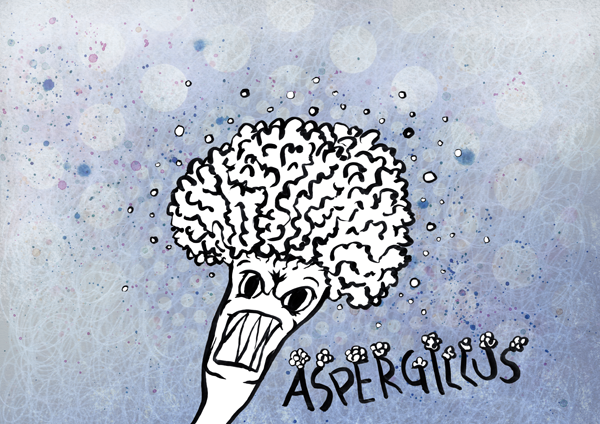  #Inktober2020 day 13 of my  #PathogenPortraits series - the infamous  #Aspergillus.If its  #spores aren't cleared away from wherever they land inside you, they start growing invasively. Usually in the  #lungs. Eeep!More info:  https://www.hopkinsguides.com/hopkins/view/Johns_Hopkins_ABX_Guide/540036/all/Aspergillus #SciArt  #microbiology  #scicomm