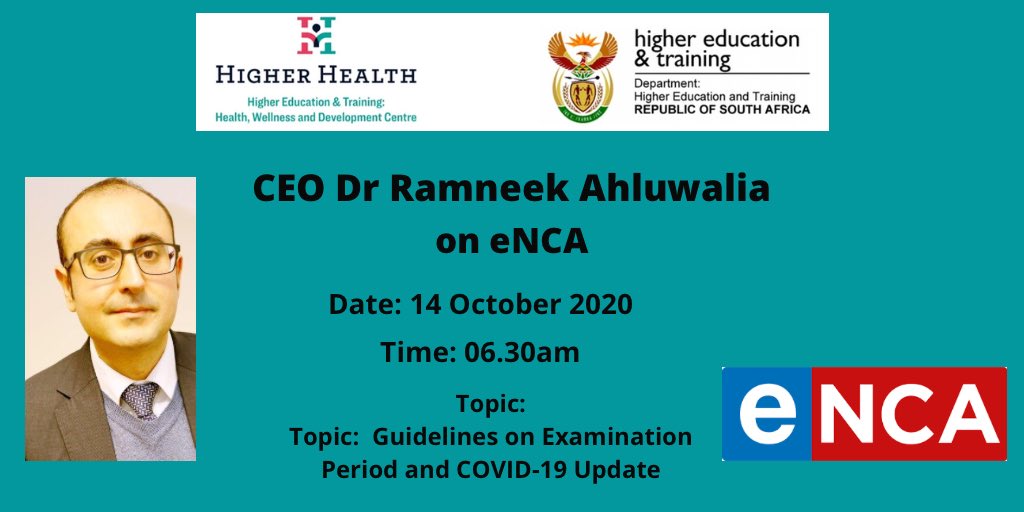 HigherHealthSA's tweet image. #InterviewAlert

@RamneekHH @eNCA @HigherEduGovZA 

#HigherHealthAtWork #COVID19 #ExamSeason #HigherEducation