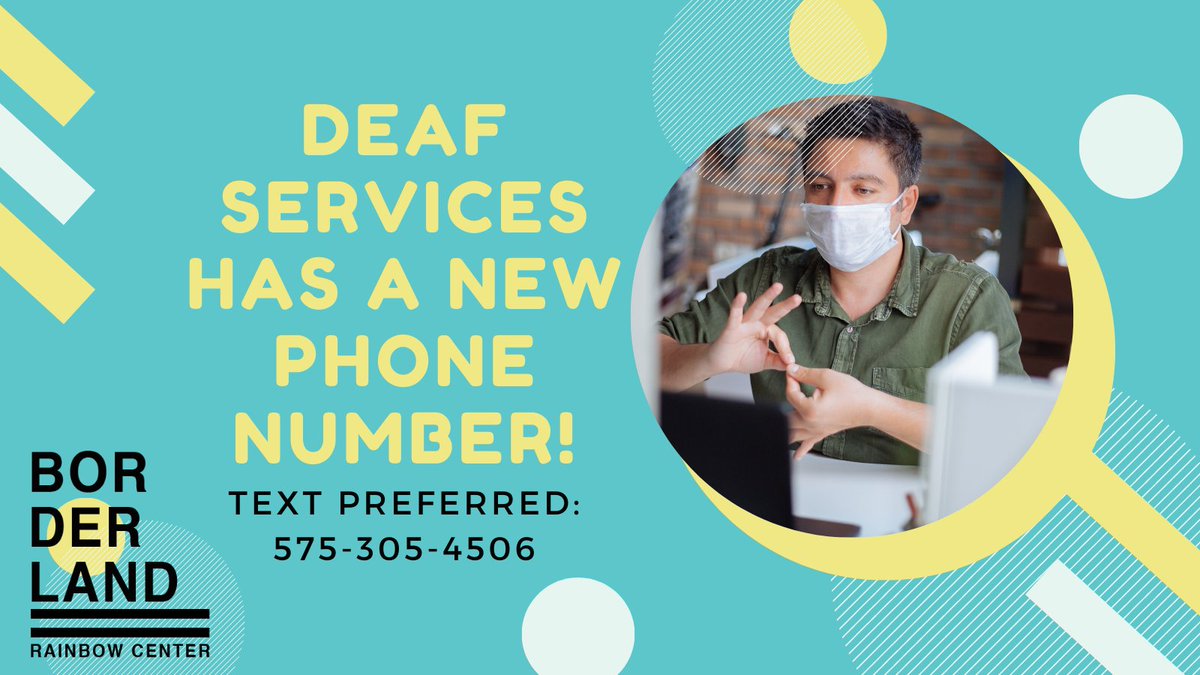 BRainbowCenter's tweet photo. Looking for our Deaf Services? We have a new Deaf Services phone number - text preferred: 575-305-4506. #deafservices #deaf #access #phone #text #lgbtq #ONEcommunity https://t.co/5aTvmEsmO2
