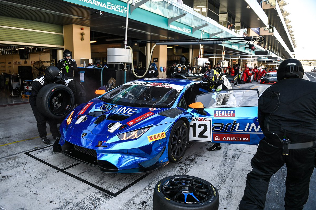 gulf12hours's tweet photo. 🤜🤛 Teamwork, makes the dream work... Just ask Artline Team Georgia. 

Their four driver line-up of Shota Abkhazava, Sergei Afanasyev, Jack Butel and Steven Liqourish won the GT C1 class at the ninth edition in their stunning Lamborghini Huracán Super Trofeo. 😈🏆

#Gulf12Hours https://t.co/NNaMpqVjoa