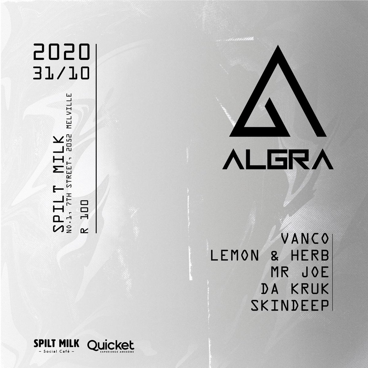 SkindeepJD's tweet photo. Looking forward to #Algra on the 31st 'Oct 20 alongside:
@vanco_sa
@LemonnHerb
@RealMrJoe
@dakruk
Dope vibes all the way🎛️🌍🌎🌏 https://t.co/lY75nxFwy7