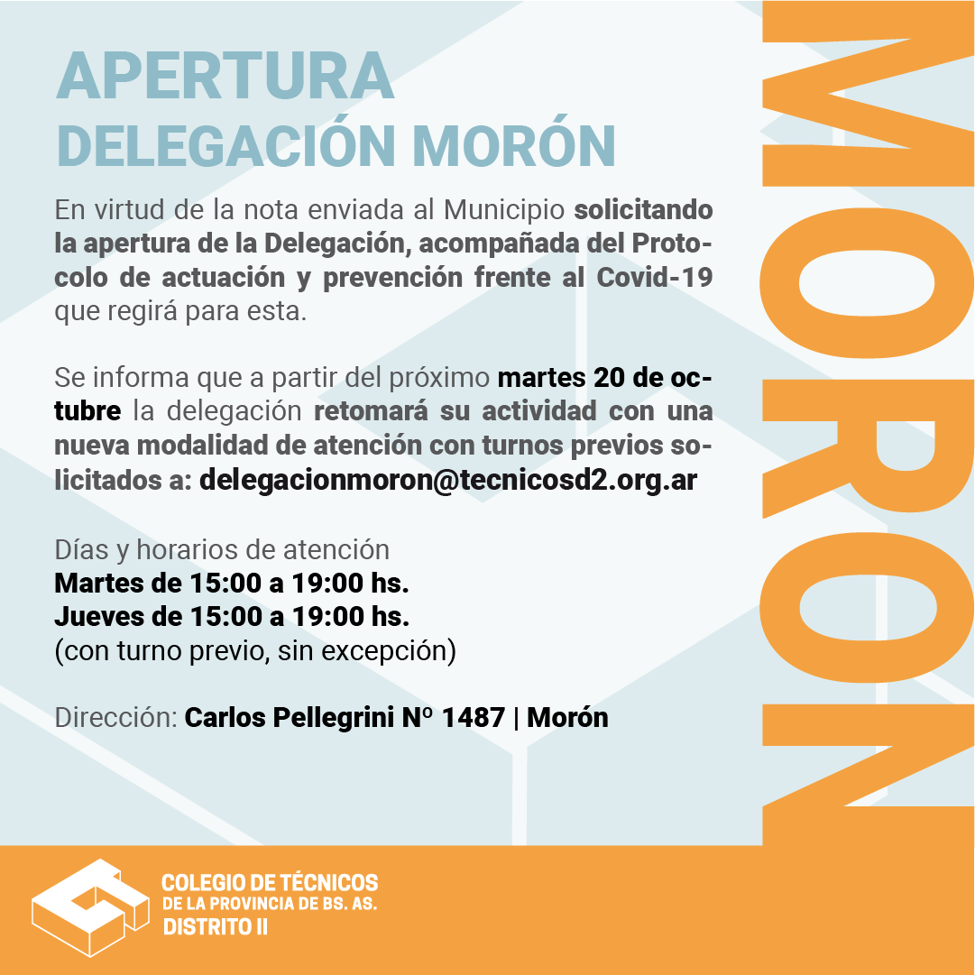 tecnicosd2's tweet photo. Apertura Delegación MORÓN - Nueva Modalidad de Atención con TURNOS 📣📣📣📣
https://t.co/LGKQhq9Z3L

#DelegacionMorón #Moron #ColegiodeTecnicos #Distrito2 #LaMatanza #Merlo #Moreno #TresdeFebrero #Salto #Lujan #Chivilcoy #SanAdeGiles #mmo #electromecanica #covid19 #protocolo https://t.co/qwmxwWPMMp