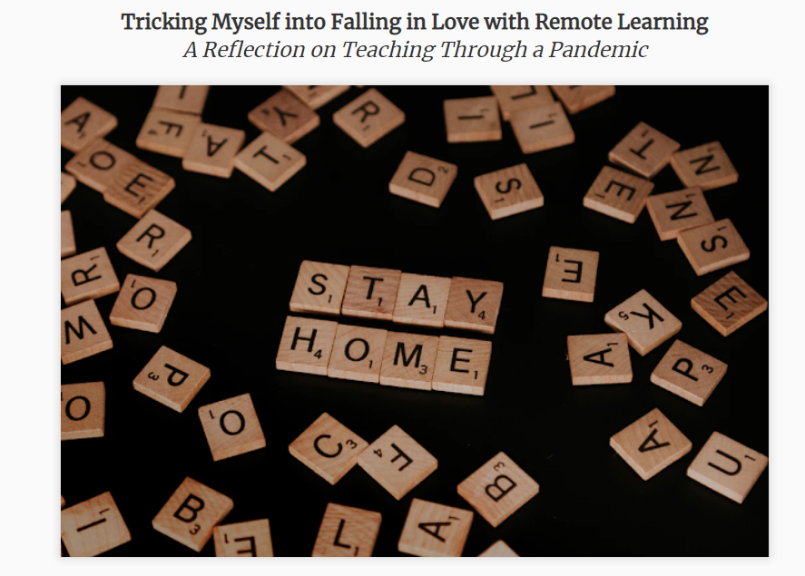 It felt really good to resurface and write this reflective blog post on teaching through a pandemic: "Tricking Myself into Falling in Love with Remote Learning" #vted #cvsdvt #remotelearning mrnelsonteaches.blogspot.com/2020/10/tricki…