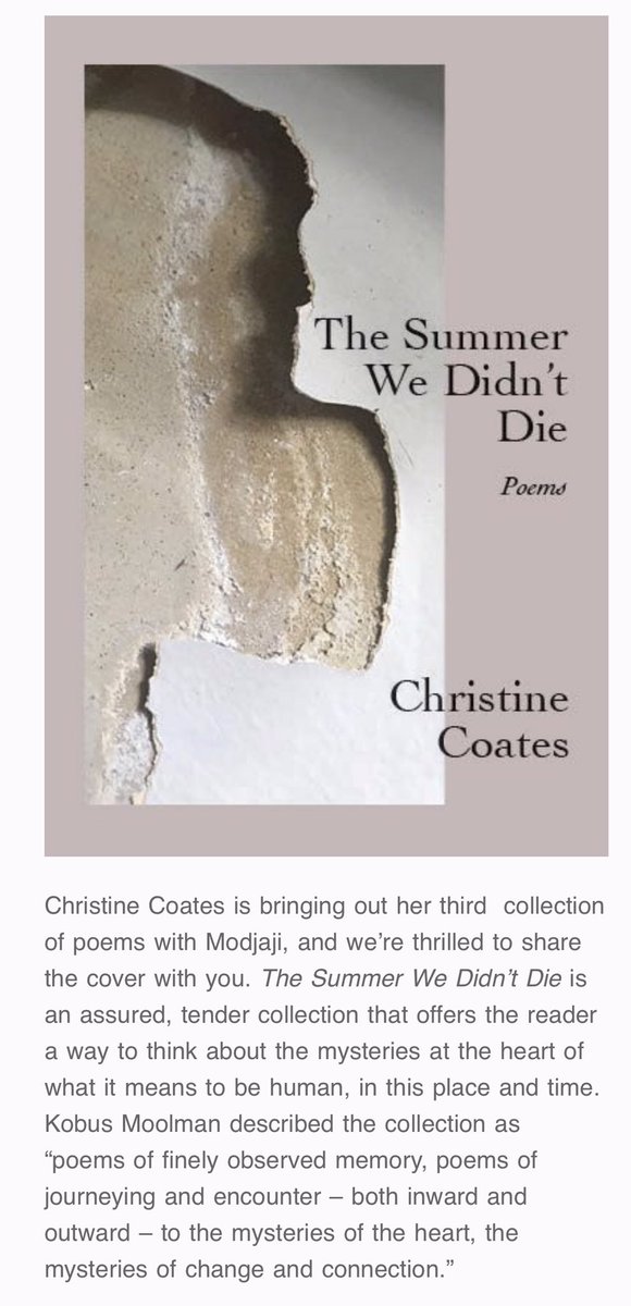 christinas_word's tweet photo. The Summer We Didn’t Die #poetry #poetrycollection #thirdcollection #modjajibooks It will be available soon for pre-order from Modjaji (or me). https://t.co/YkxxrWdaAH