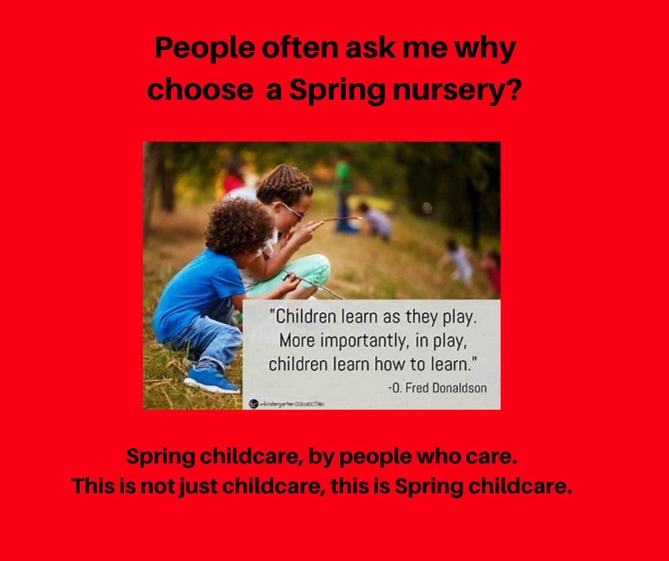 SpringBraintree's tweet photo. #simplythebest@#springseesaw
Why choose Spring Childcare?
Spring childcare- Ensuring that each child has a safe and happy childhood and all they need to thrive.
This is not just childcare- this is Spring childcare. https://t.co/ELNGe23K8p