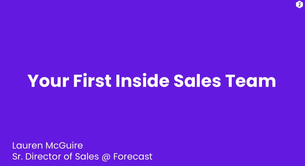 crane_vc's tweet photo. Lauren McGuire killer sales leader ex-@salesforce @box @TripActions now Sr. Director of Sales @ForecastHQ demystifies how to build and scale an inside sales team 🚀 #Flight2020 https://t.co/e3MGLHxhC9