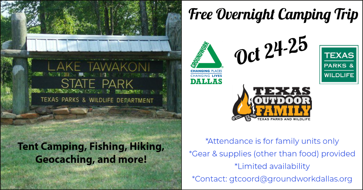 GWDal's tweet photo. Free Overnight Family Camping Trip @ Lake Tawakoni, Oct 24-25. For Family Units Only, Gear &amp; Supplies Provided (except food), Covid protocols for attendees. Limited Space, contact gtcoord@groundworkdallas.org https://t.co/jem7BGaGsZ