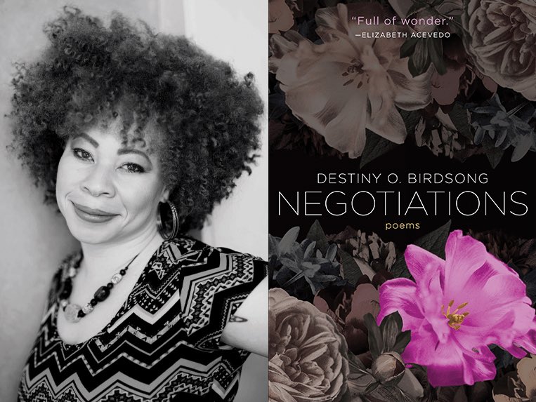 VersifyPodcast's tweet photo. Happy publishing day to Versify poet, @destinyoshay, whose debut poetry collection, NEGOTIATIONS, comes out from @Tin_House today! Do yourself a favor &amp; order this incredible and necessary book!! 💜
•
•
#versifypodcast #yourlifeisapoem #poetry #tinhouse #negotiations https://t.co/tEnvQ9g99T