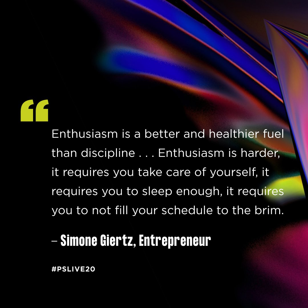 skonnard's tweet photo. Love @SimoneGiertz's concept of using enthusiasm, rather than discipline, as a fuel to build the things you love and then sharing that enthusiasm with others. #PSLIVE20 https://t.co/37OlC8gi7M