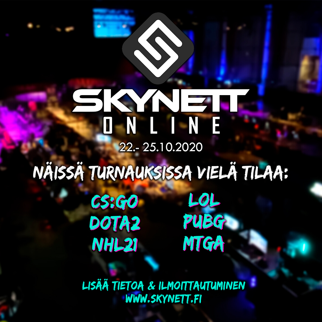 skynettlan's tweet photo. Skynett Onlinen turnauksissa on vielä tilaa! Ilmainen ilmoittautuminen ja rahapalkintoja jaossa, mikä voisi olla parempaa? Ilmoittautumiset ja lisätiedot osoitteessa: https://t.co/tZDkdHoGB4
#esports #gaming #oispalanit #skynett26 #skynett #skynettonline #skynettlan #eurheilu https://t.co/FGIfiMjCEd