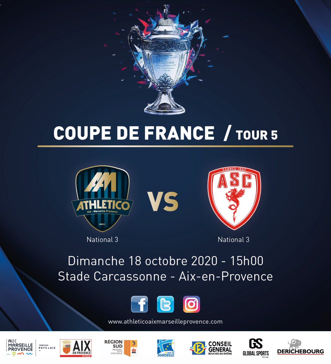 Coupe de France Tour 5 - venez Nombreux encourager l’Athlético à Aix en Provence au stade Carcassonne ! Dimanche 15h