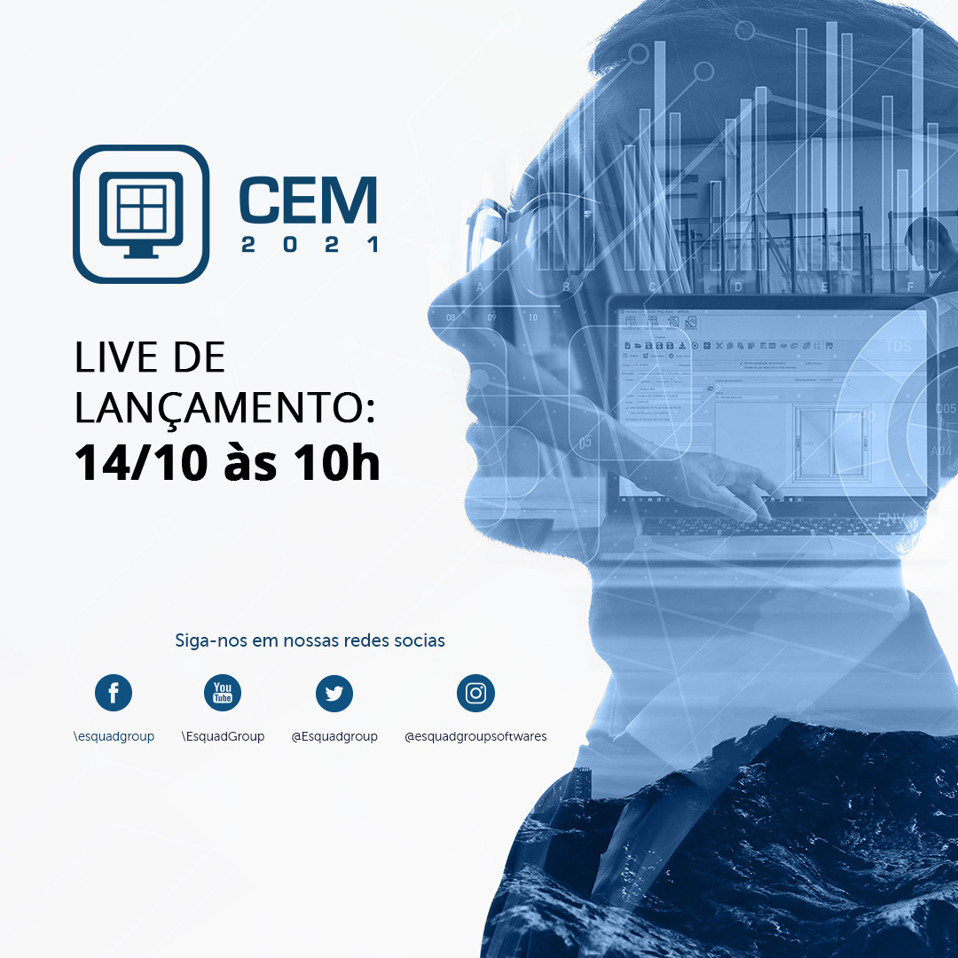 Esquadgroup's tweet photo. É amanhã! Live Lançamento CEM 2021, onde mostraremos as novidades dessa nova versão do software mais usado pelo serralheiro.

Facebook: https://t.co/oZtTjbGLvc

Youtube: https://t.co/91pjJDPnmi

Veja o que há de novo no CEM e saiba como atualizar: https://t.co/lKDqVdcniU https://t.co/NvtRfXG916