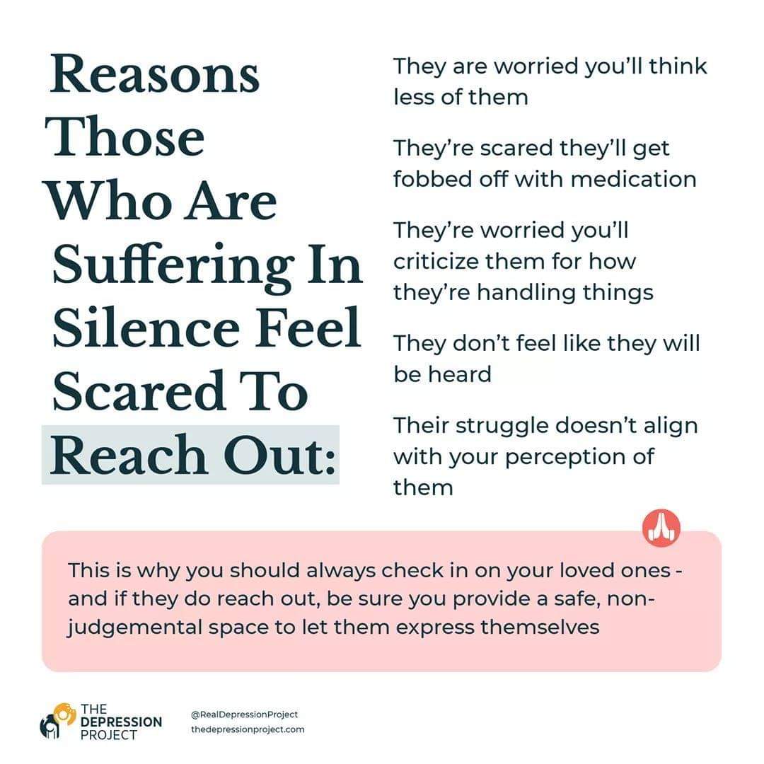 SuzieYMA's tweet photo. There are lots of reasons why people don't/can't reach out. Sometimes, we have to reach in ๐๐๐ The Depression Project
#YouMatterAlways #reachingout #reachingin #listentounderstand #asktounderstand #leadwithempathy #betheonewhocares https://t.co/lgUAbqjNXC