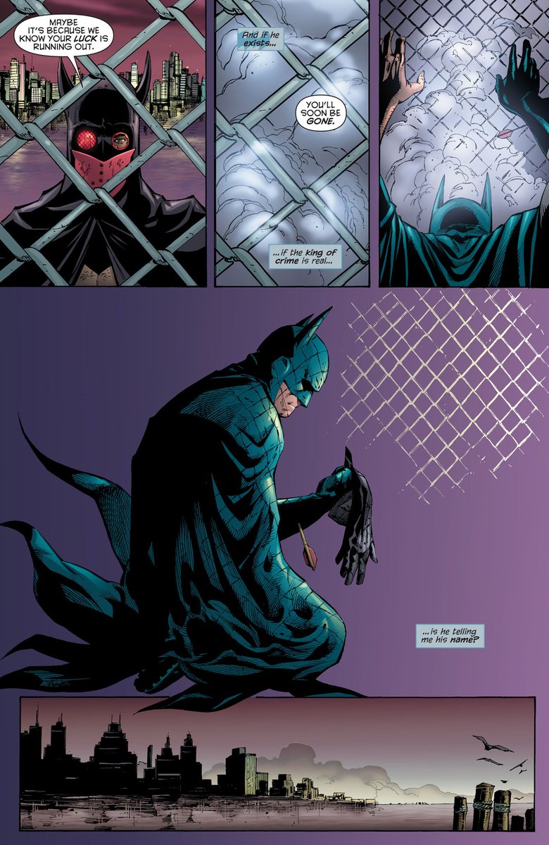 I really like this sequence of Bruce thinking of about the overwhelming dread he saw in the well as a literal entity, as an unstoppable enemy plotting his destruction. And knowing that all of this is setting up the stage for Doctor Hurt makes it all even better.