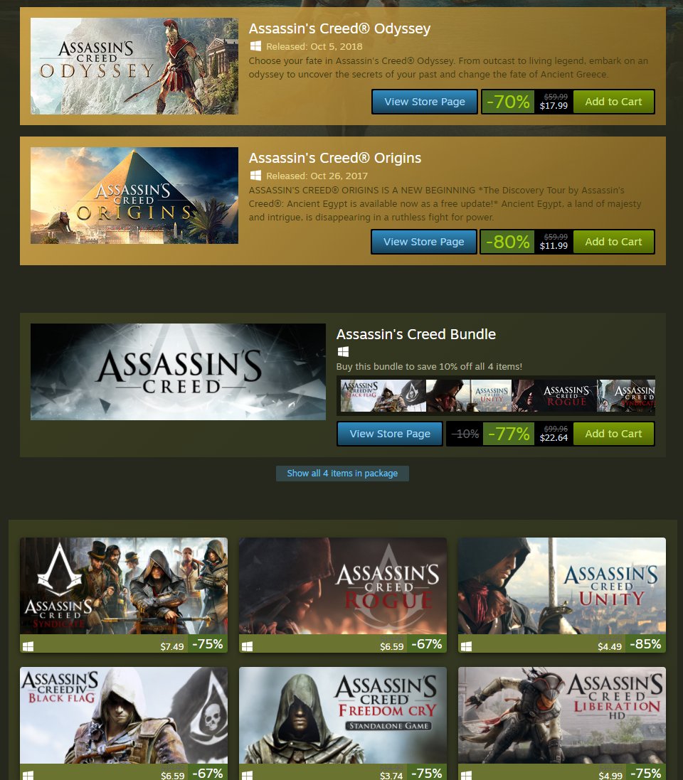 Wario64 Assassin S Creed Franchise Sale On Steam T Co Rd9dxfkyih