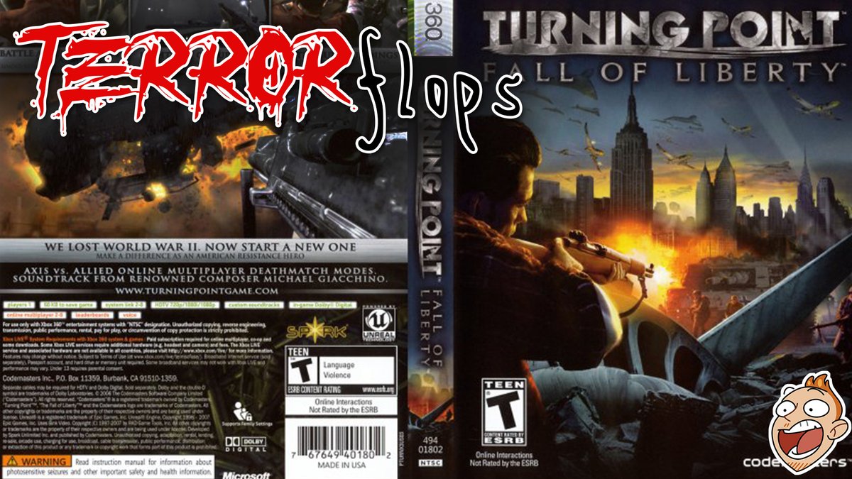IanHigton's tweet photo. I'll be going live with this week's episode of TERRORflops in just a couple of minutes. Can I bring myself to play 2 hours worth of Turning Point: Fall of Liberty or will it make me fall out with games altogether? Find out here, floppy fans: https://t.co/3OpUKE5FOx https://t.co/6sUNOG2naH