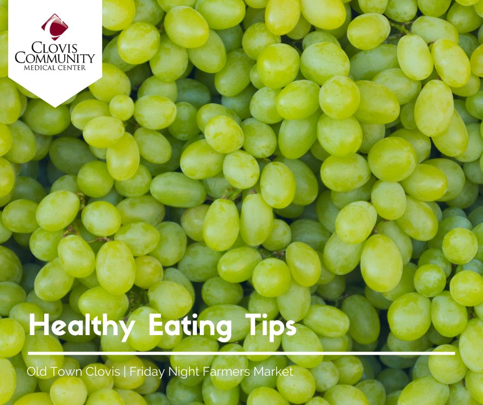 Did you know antioxidants in grapes reduce inflammation and may help protect against cancer, heart disease, and diabetes? Get your hands on some grapes at the Friday Night Farmers Market. This #HealthyEatingTipTuesday is brought to you by Clovis Community Medical Center.