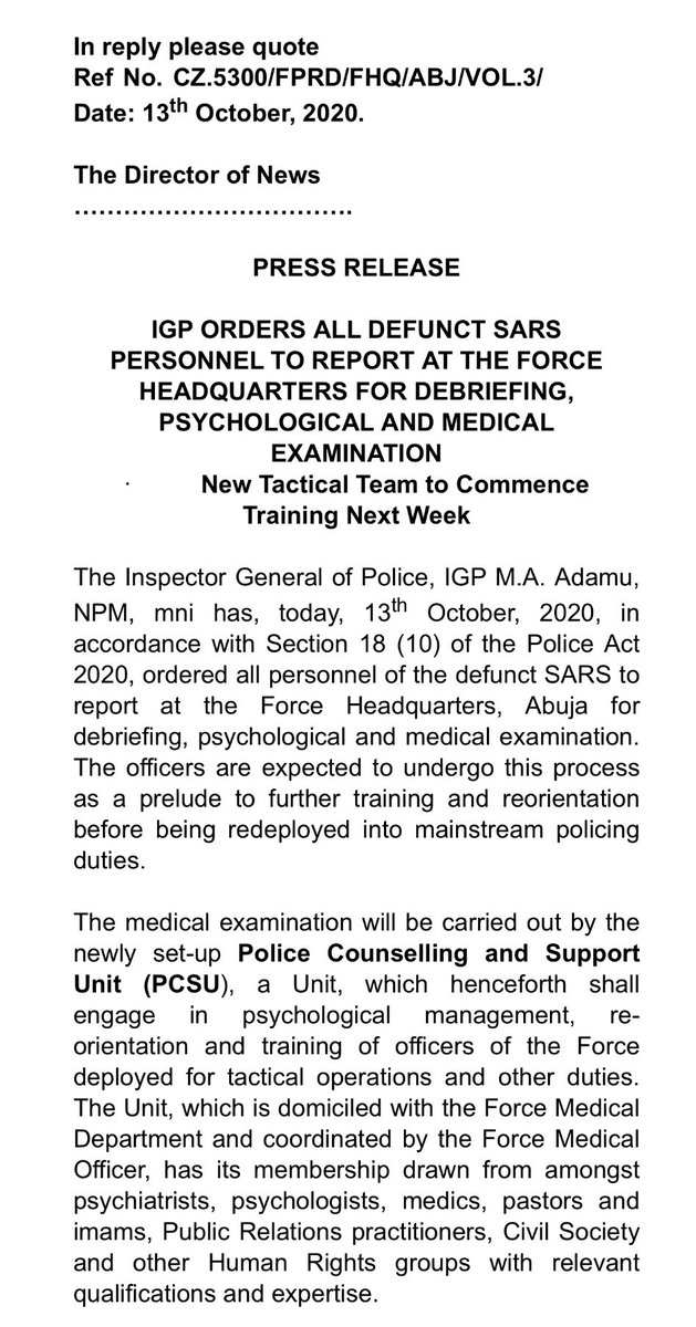 toluogunlesi's tweet photo. JUST IN: PRESS RELEASE from @PoliceNG https://t.co/fLJOcHe9n3