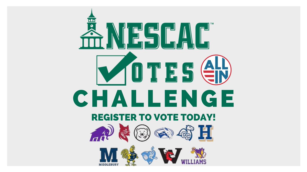 allintovote's tweet photo. As part of #NESCACVotes, we support all @NESCAC students in making a plan to vote in the upcoming election. 

@AmherstCollege
@BatesCollege
@BowdoinCollege
@ColbyCollege
@ConnCollege
@HamiltonCollege
@Middlebury
@trinitycollege
@TuftsUniversity
@wesleyan_u
@WilliamsCollege https://t.co/sSwttKf57k