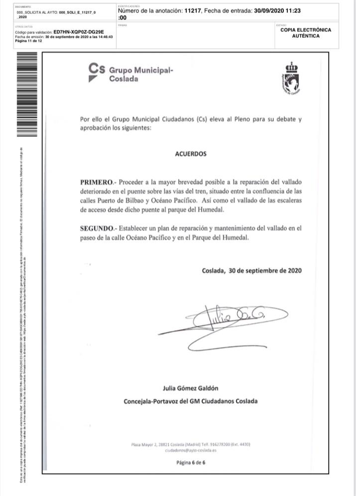 dcuenca75's tweet photo. Aprobada por #unanimidad la moción presentada por el grupo municipal @CsCoslada para reparar de forma urgente el vallado de los accesos al parque de #ElHumedal.
 @CsCoslada trabaja para mejorar la vida de nuestros vecinos y no nos perdemos en disputas ideológicas. https://t.co/GBLoMtC3YC