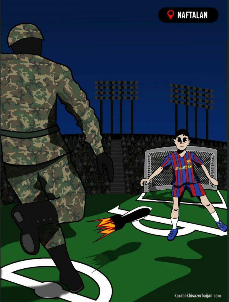 In memory of children's league football player Shahriyar Gurbanov, who died as a result of a rocket fired by the #Armenian state at Naftalan "They are waiting ball, not missile!"
#OMM2020
#ArmeniaKillsCivilians
#StopArmenianAggression
#KarabakhisAzerbaijan
#hearusRonaldo