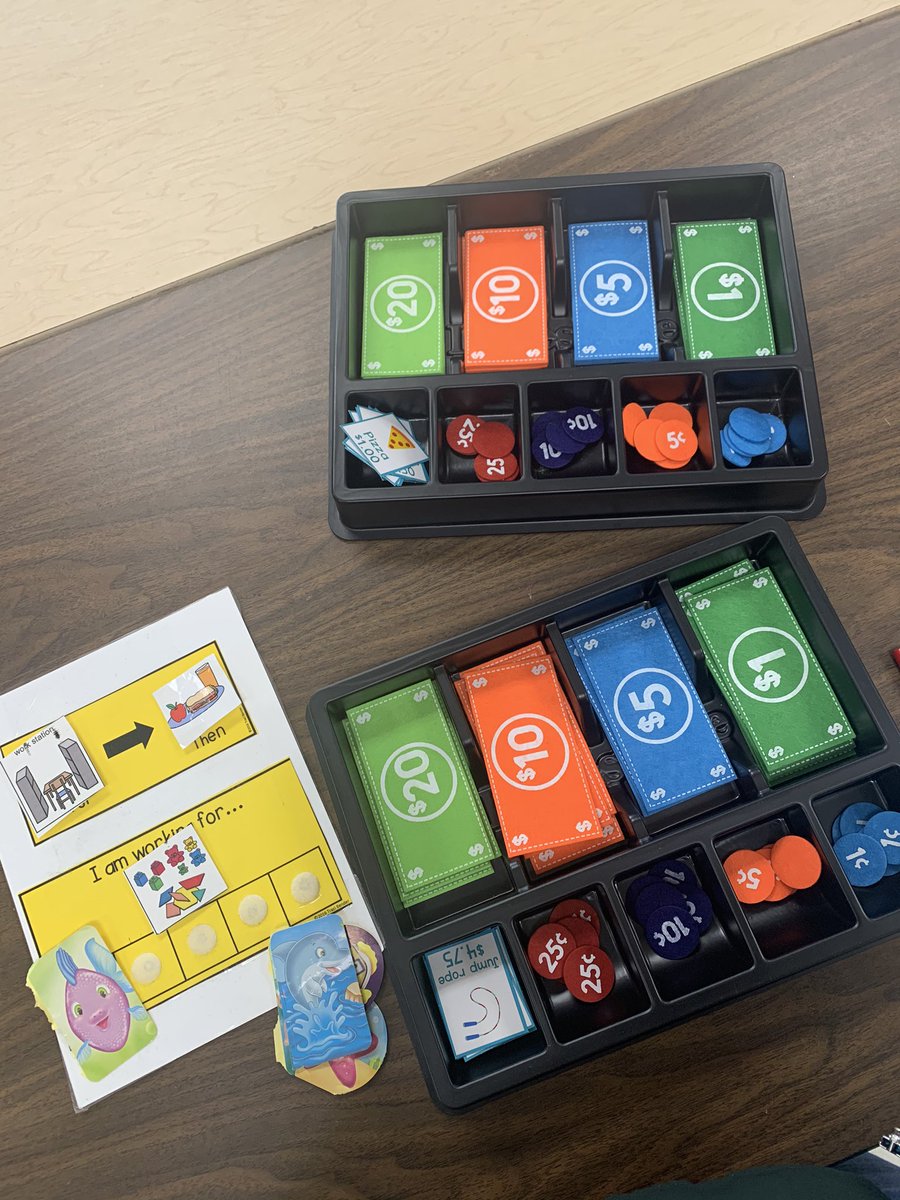 Miss_Alexfdz20's tweet photo. Money work task job is ready for kids. They are so excited 😊😊😊#workjobs #Lifeskills @LBJelem @EISDSpecial https://t.co/mtjzrF9XVj