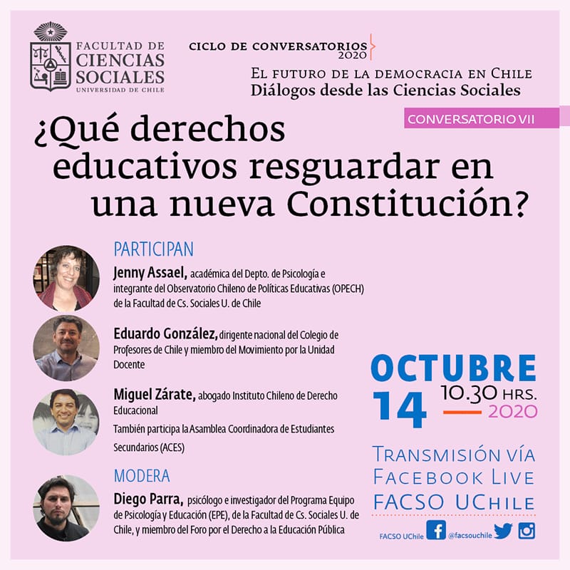 Ichde_Chile's tweet image. Nuestro presidente @mzaratec estará participando en este interesante foro sobre los derecho educativos en la nueva Constitución organizado por @facsouchile ¡No se lo pierdan!