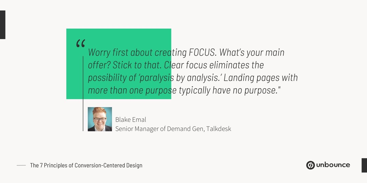 jenniferavaughn's tweet image. Why does focus matter in conversion-centered design? @uxblake knows. See for yourself why more links on your #landingpage can lower your #conversionrates in @unbounce&apos;s #ConversionCenteredDesign. bit.ly/2SCENOp